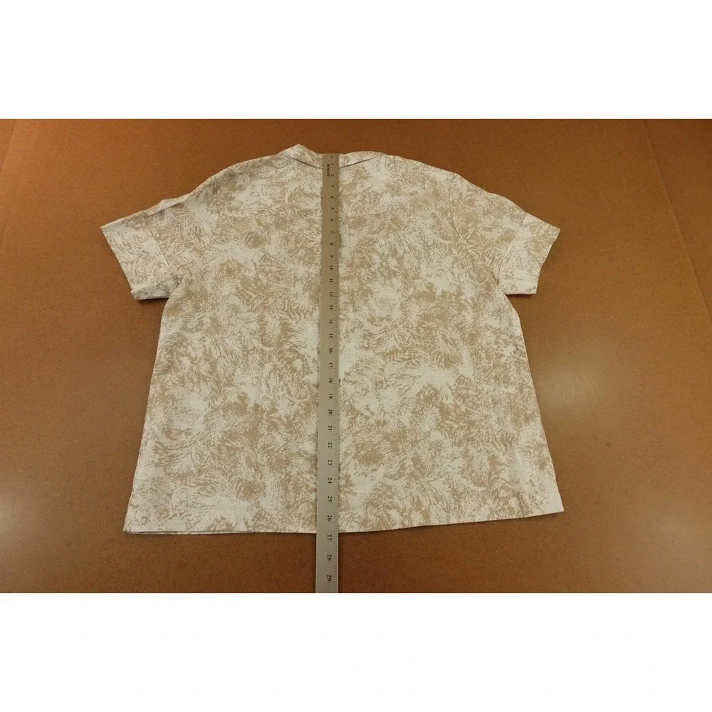 Haven Womens Large Organic Cotton Linen Serene Botanicals Short Sleeve Sleep Top